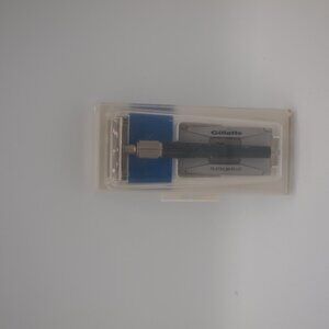 Vintage GILLETTE Safety Razor with Blue Tapered Handle